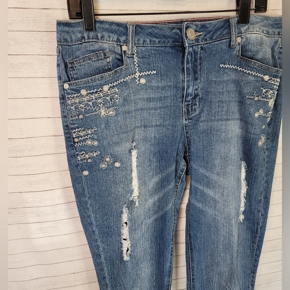 One 5 One Embroidered Denim Jeans, sz 10